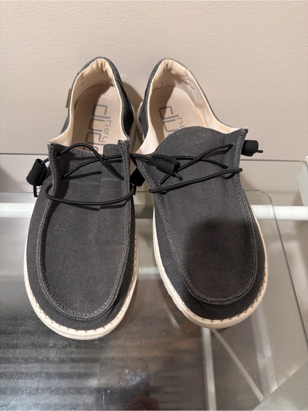 Casual Women’s Slip-On Hey Dude Canvas Shoes in Dark Gray